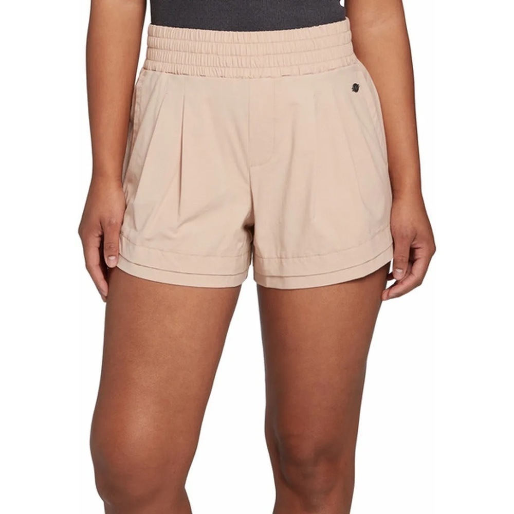 CALIA Women's Double Layer Hem Pleated Shorts in Sandstone Gray, Khaki, Size XXS
